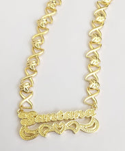 Load image into Gallery viewer, Sale XOXO Set Personalized Earrings & Double Plated Necklace with Diamond Cut Hearts