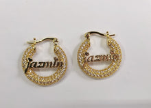 Load image into Gallery viewer, CZ 22mm Personalized Hoop Earrings