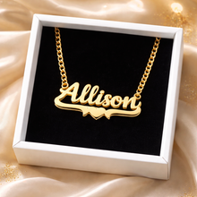 Load image into Gallery viewer, Personalized Double Plated Name Necklace | Custom Gold Name Necklace for Women | Stainless Steel Script Jewelry Gift for Her | Birthday Anniversary Gift