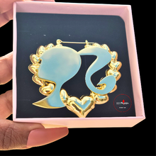 Load image into Gallery viewer, Golld Barbie head heart-shaped earring in a box