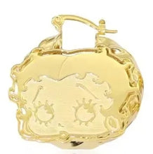 Load image into Gallery viewer, Gold hoop Betty Boop earring with intricate design on a white background