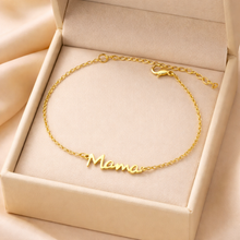 Load image into Gallery viewer, Personalized Mama Bracelet Gold – Custom Name Bracelet for Mom, Minimalist Script Jewelry Gift for Mother, Adjustable Chain Bracelet