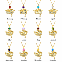 Load image into Gallery viewer, Custom Graduation Necklace with Name, Year & Birthstone – Class of 2026 Gift
