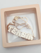 Load image into Gallery viewer, CZ Bubble Letter Personalized Bracelet with Strawstring