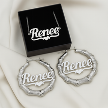 Load image into Gallery viewer, Personalized Necklace and Earrings Heart Bar Set