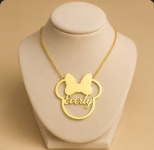 Load image into Gallery viewer, Minnie Mouse Gold Plated Personalized Necklace