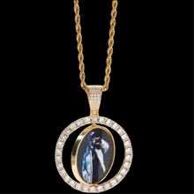 Load image into Gallery viewer, Circle Spinner Photo Pendant Necklace - 18k Real Gold-Plated Stainless Steel Personalized Picture Necklace