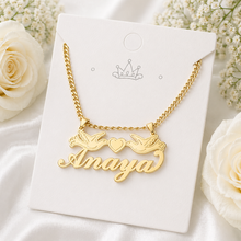 Load image into Gallery viewer, Custom Name Necklace Gold | Personalized Script Necklace with Heart & Dove Design | Luxury Gift for Her