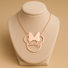 Load image into Gallery viewer, Minnie Mouse Gold Plated Personalized Necklace