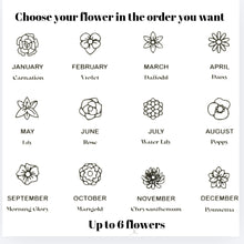 Load image into Gallery viewer, Personalized Birth Flower Necklace, Custom Flower Name Necklace Gold, Up to 6 Birth Month Flowers, 14K Gold Plated Stainless Steel Gift for Mom