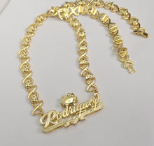 Load image into Gallery viewer, Hello Kitty XOXO Personalized Double Plated Necklace with Diamond Cut Hearts