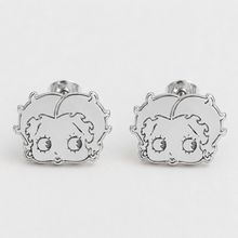 Load image into Gallery viewer, Betty Boop Inspired Stud Earrings – 18K Real Gold-Plated, Silver & Rose Gold Plated Stainless Steel- Custom Name Jewelry Gift