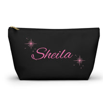 Load image into Gallery viewer, Personalized Black & Pink Makeup Bag — Personalized Script Accessory Pouch