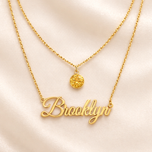 Load image into Gallery viewer, Custom Name Double Layered Necklace with Birthstone | Personalized Name Jewelry Gift for Women