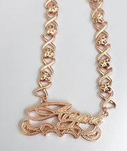 Load image into Gallery viewer, Sale XOXO Set Personalized Earrings & Double Plated Necklace with Diamond Cut Hearts