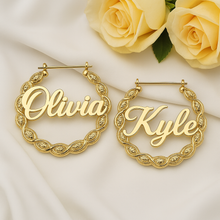 Load image into Gallery viewer, Sale XOXO Set Personalized Earrings & Double Plated Necklace with Diamond Cut Hearts