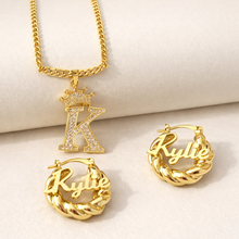 Load image into Gallery viewer, Kid's Personalized Necklace and Earrings Set