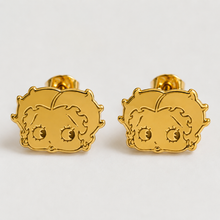 Load image into Gallery viewer, Betty Boop Inspired Stud Earrings – 18K Real Gold-Plated, Silver & Rose Gold Plated Stainless Steel- Custom Name Jewelry Gift