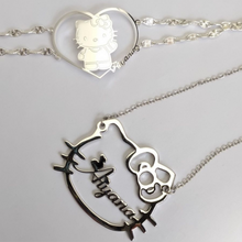 Load image into Gallery viewer, Hello Kitty Personalized Bracelet & Necklace Set | Custom Name Jewelry in Silver, Gold, or Rose Gold | Adjustable Chain Styles | Sanrio Gift for Her