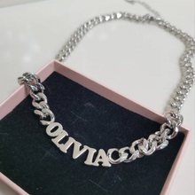 Load image into Gallery viewer, 8mm Cuban Chain Personalized Necklace - 18k Gold-Plated Stainless Steel Custom Name Jewelry for Men & Women