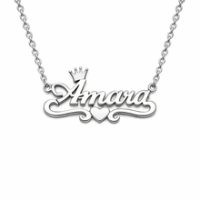 Load image into Gallery viewer, Silver name necklace with 'Amanda' and decorative elements on a white background