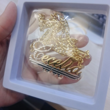Load image into Gallery viewer, 18K Two Tone Double Layered Heart Pendant Personalized Necklace