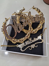 Load image into Gallery viewer, Personalized Necklace/Earrings "Queen" Name Jewelry Set