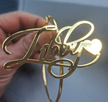 Load image into Gallery viewer, Round Personalized Outer Script Women's Earrings