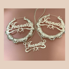 Load image into Gallery viewer, Gold Plated Heart Earrings and Necklace Set