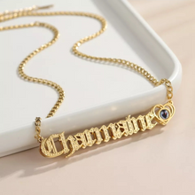 Load image into Gallery viewer, 18K Gold Plated Personalized Necklace With Heart Projection Stone