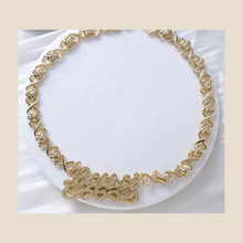 Load image into Gallery viewer, XOXO Personalized Double Plated Necklace with Diamond Cut Hearts