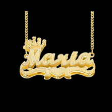 Load image into Gallery viewer, Double Plated Crown & Heart 18K Gold Plated Name Necklace