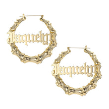 Load image into Gallery viewer, Personalized Bamboo Hoop Earrings