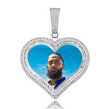 Load image into Gallery viewer, Custom Photo Pendant Heart-shaped Medal Pendant Necklace Iced Cubic Zirconia Pendant Hip Hop Fashion Jewelry
