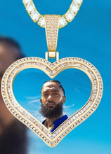 Load image into Gallery viewer, Custom Photo Pendant Heart-shaped Medal Pendant Necklace Iced Cubic Zirconia Pendant Hip Hop Fashion Jewelry