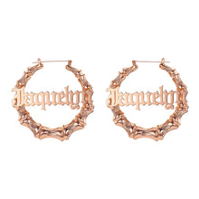 Load image into Gallery viewer, Personalized Bamboo Hoop Earrings