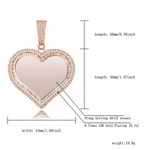 Load image into Gallery viewer, Custom Photo Pendant Heart-shaped Medal Pendant Necklace Iced Cubic Zirconia Pendant Hip Hop Fashion Jewelry