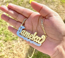 Load image into Gallery viewer, 3D Personalized Heart Name Necklace Double Gold Plated