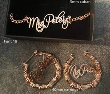 Load image into Gallery viewer, Personalized Cuban Necklace and Earrings Set