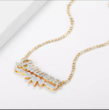 Load image into Gallery viewer, 3D Personalized Double Plate Two Tone Heart Name Necklace