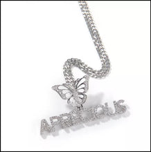 Load image into Gallery viewer, New Butterfly Personalized Paved CZ Name Necklace