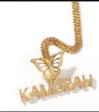 Load image into Gallery viewer, New Butterfly Personalized Paved CZ Name Necklace