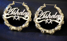 Load image into Gallery viewer, Bamboo Heart 316L Earrings with Blinged out 3A stones for Women