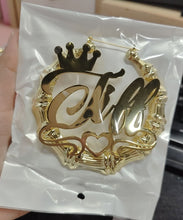 Load image into Gallery viewer, Bamboo Name Earrings with Heart