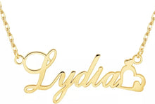 Load image into Gallery viewer, Personalized Link Chain Necklace with Gold Plated Name with Heart Necklace