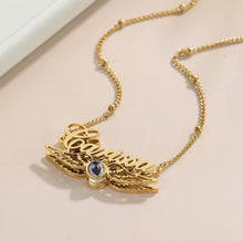 Load image into Gallery viewer, 18K Personalized Memorial Pendant With Angel Wings & Projection Photo Necklace