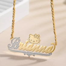 Load image into Gallery viewer, Hello Kitty 18K Plated 2 Tone Personalized Necklace