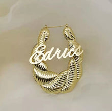 Load image into Gallery viewer, 18k Gold Plated Personalized Drop Earrings 70mm