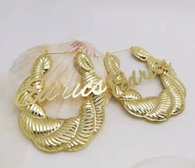 Load image into Gallery viewer, 18k Gold Plated Personalized Drop Earrings 70mm