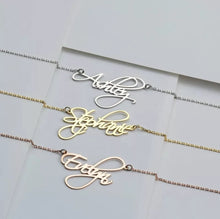 Load image into Gallery viewer, Handwritten Gold Plated Personalized Name Necklace